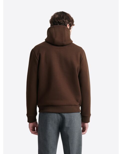 Sweat zippé à capuche avec poches marron 3