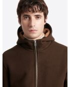 Sweat zippé à capuche avec poches marron 3