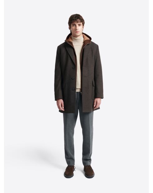 Sweat zippé à capuche avec poches marron 3