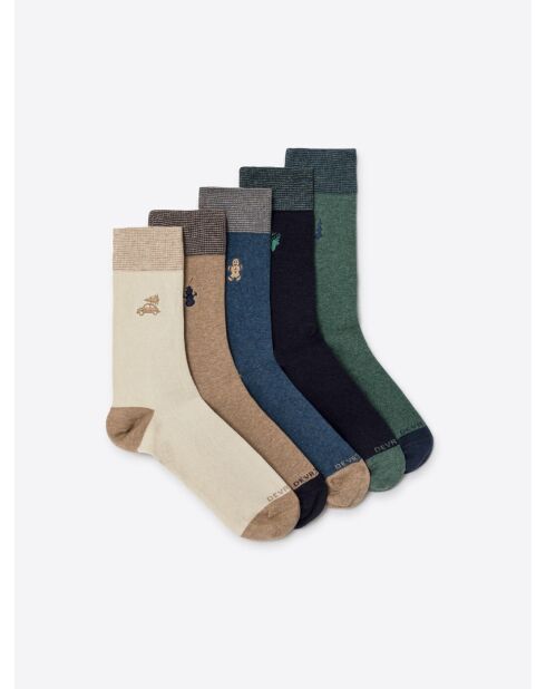 Coffret chaussettes en coton brodées bleu cobalt