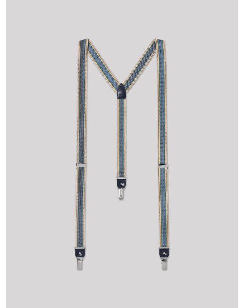 Fantasiose bretelle in pelle blu da capitano