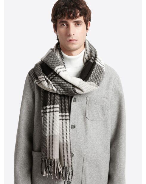 Echarpe à carreaux noire - 180x68 cm