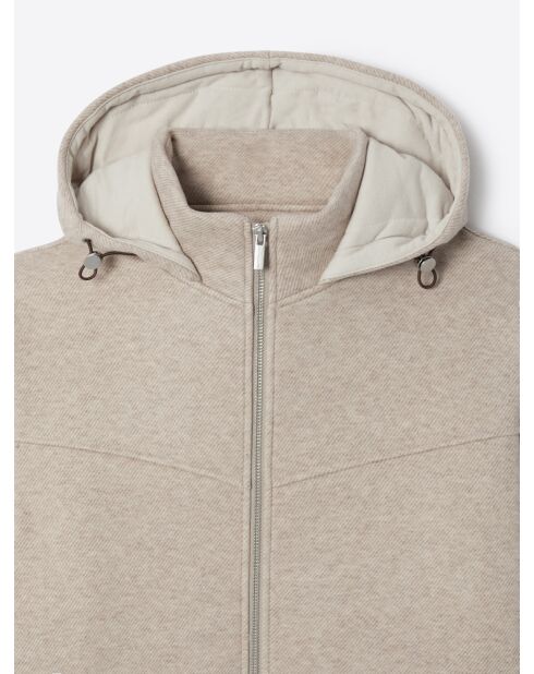 Sweat à capuche faux-uni 100% coton écru 2