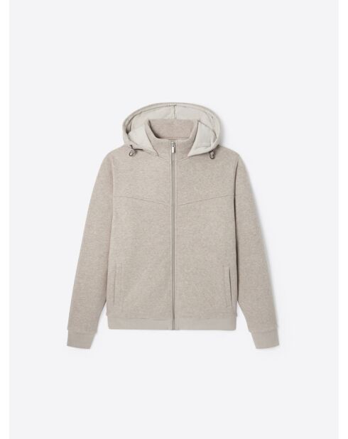 Sweat à capuche faux-uni 100% coton écru 2