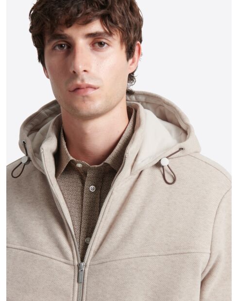 Sweat à capuche faux-uni 100% coton écru 2