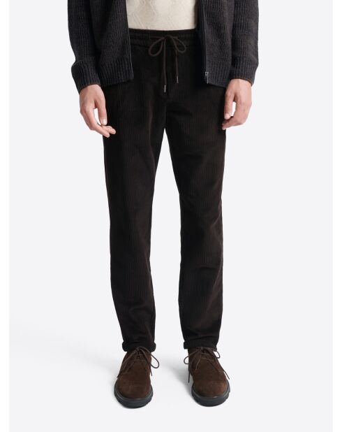 Slack en velours avec taille élastiquée choco