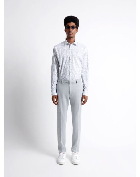 Slack faux-uni taille semi-élastiquée gris chiné moyen