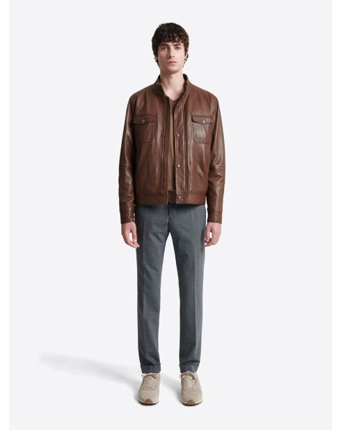 Blouson 100% cuir chocolat