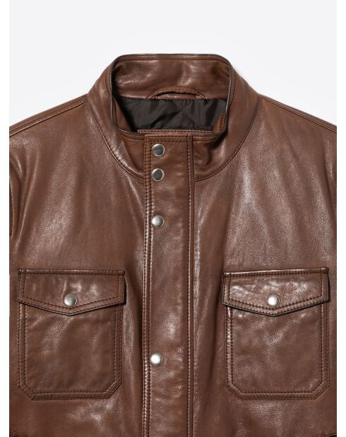 Blouson 100% cuir chocolat