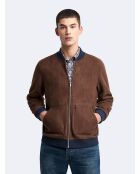 Veste légère col teddy suédine cacao