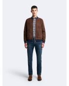 Veste légère col teddy suédine cacao