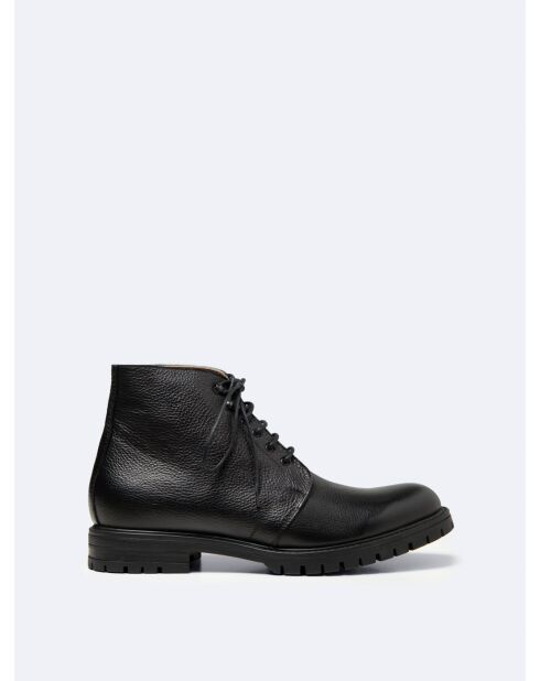 Bottines en cuir grainé noirs
