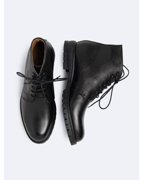 Bottines en cuir grainé noirs