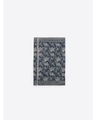 Coffret écharpe fleurie en viscose bleu cobalt - 185x70 cm