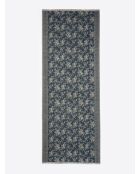 Coffret écharpe fleurie en viscose bleu cobalt - 185x70 cm