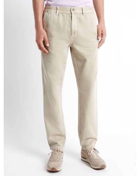 Slack faux-uni 100% coton beige automne