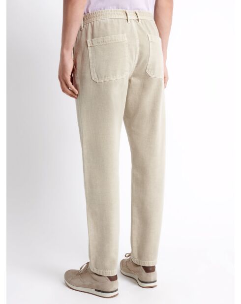 Slack faux-uni 100% coton beige automne