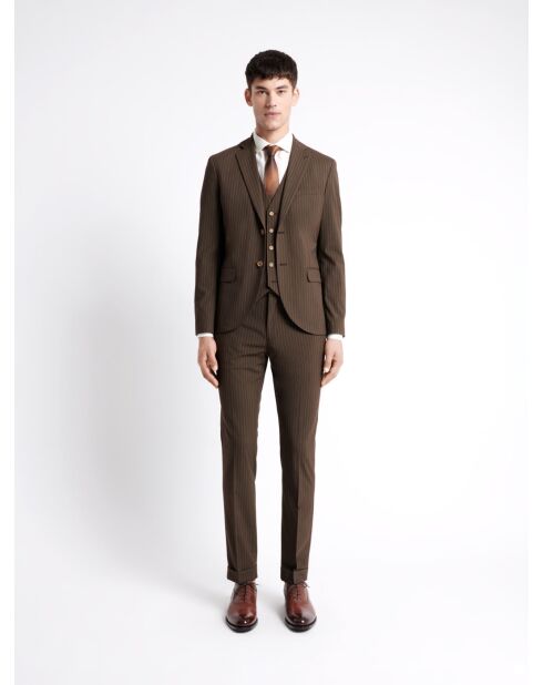 Veste de costume en polyester recyclé marron café