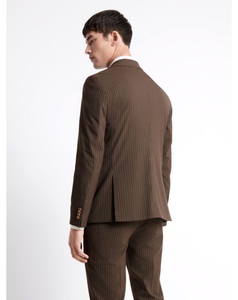 Veste de costume en polyester recyclé marron café
