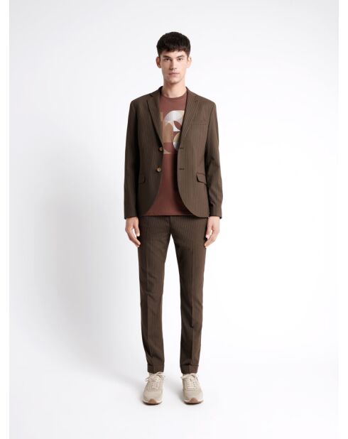 Veste de costume en polyester recyclé marron café