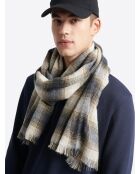 Echarpe à carreaux bleu dur - 180x70 cm