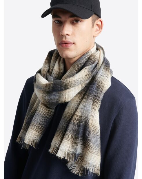 Echarpe à carreaux bleu dur - 180x70 cm