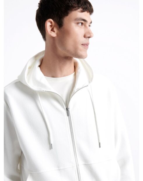 Sweat à capuche en coton blanc neige
