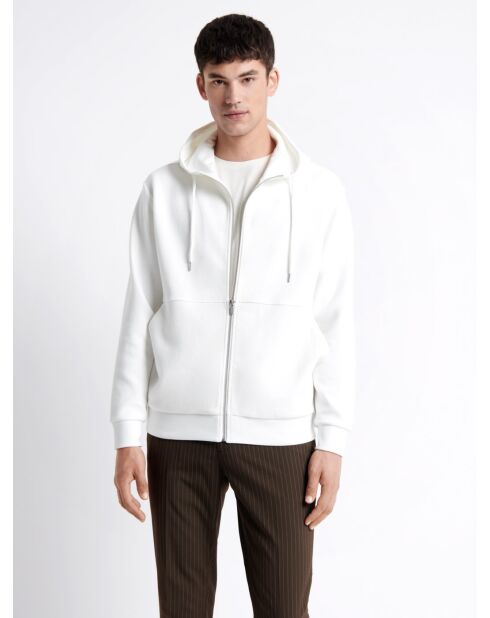 Sweat à capuche en coton blanc neige