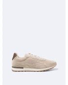 Baskets en cuir suédé beige doux