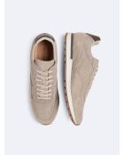 Baskets en cuir suédé beige doux