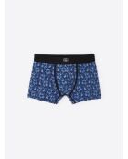 Boxer fantaisie en coton élasthanne bleu dur