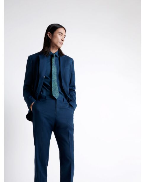 Veste de costume regular en laine bleu outremer