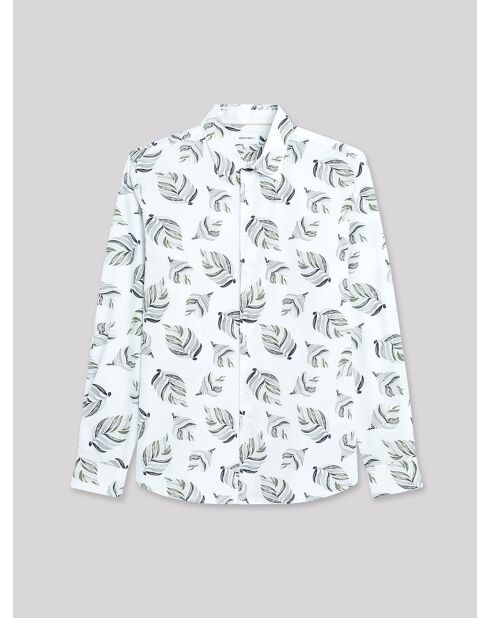 Chemise slim en satin végétale blanche