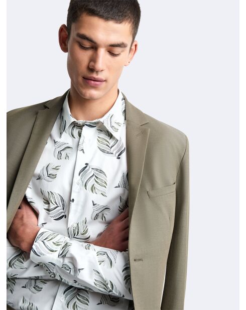 Chemise slim en satin végétale blanche