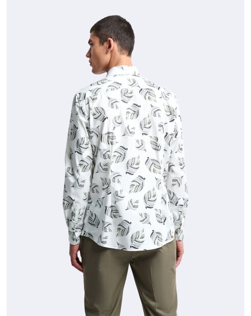 Chemise slim en satin végétale blanche