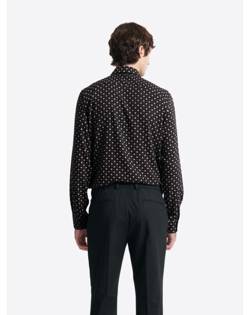 Chemise à pois en viscose noire