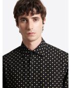 Chemise à pois en viscose noire
