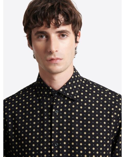 Chemise à pois en viscose noire