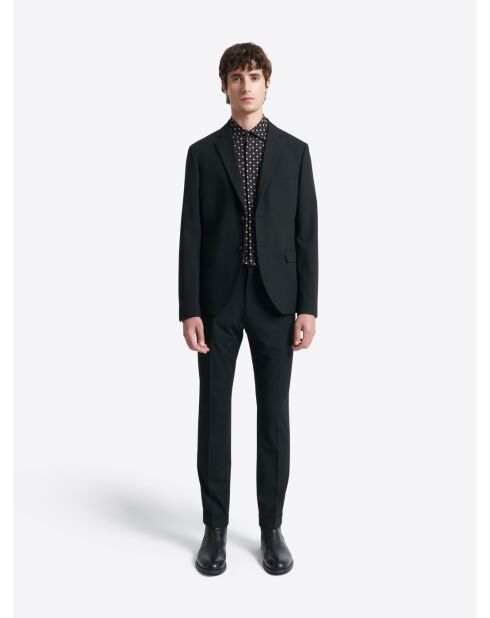 Chemise à pois en viscose noire