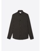 Chemise à pois en viscose noire