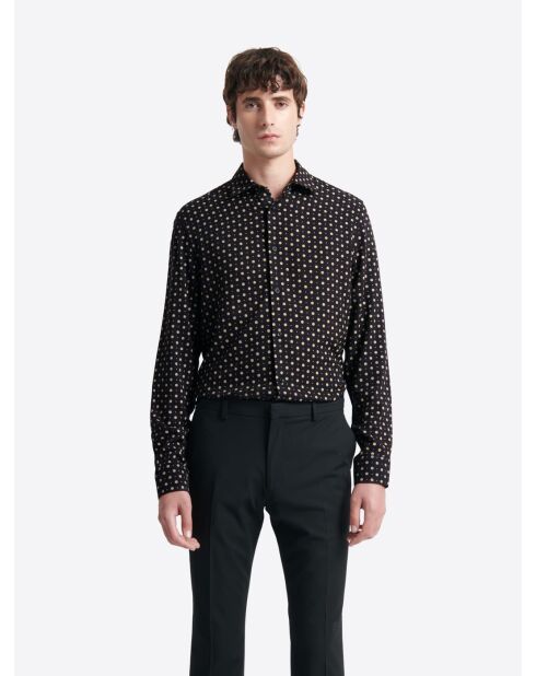 Chemise à pois en viscose noire