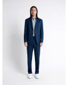 Chemise fleurie 100% coton bleu outremer