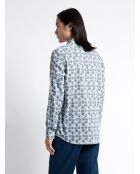 Chemise fleurie 100% coton bleu outremer