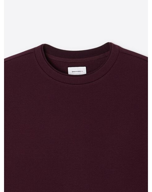 Sweat regular col rond en coton lie de vin