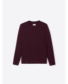 Sweat regular col rond en coton lie de vin