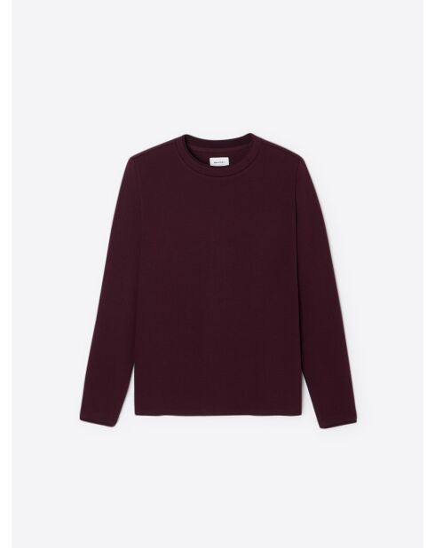 Sweat regular col rond en coton lie de vin