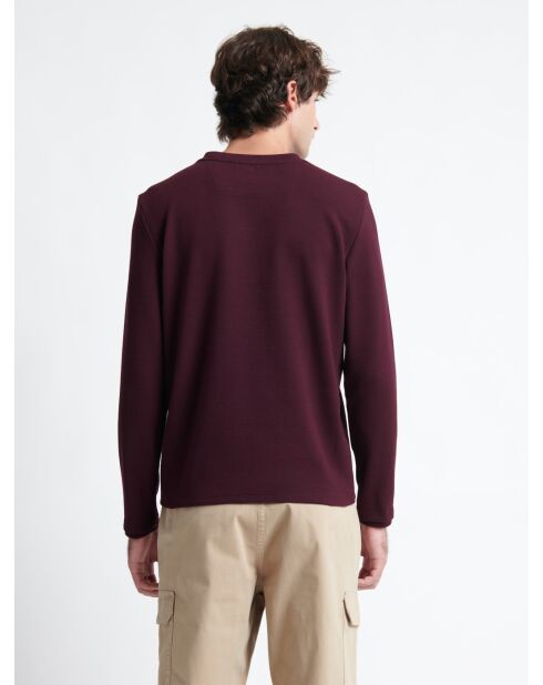 Sweat regular col rond en coton lie de vin