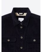 Surchemise regular 100% coton en velours bleu marine