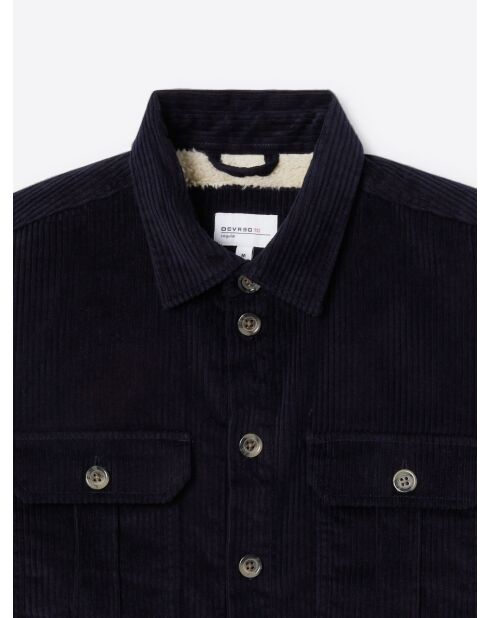 Surchemise regular 100% coton en velours bleu marine
