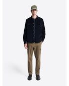 Surchemise regular 100% coton en velours bleu marine